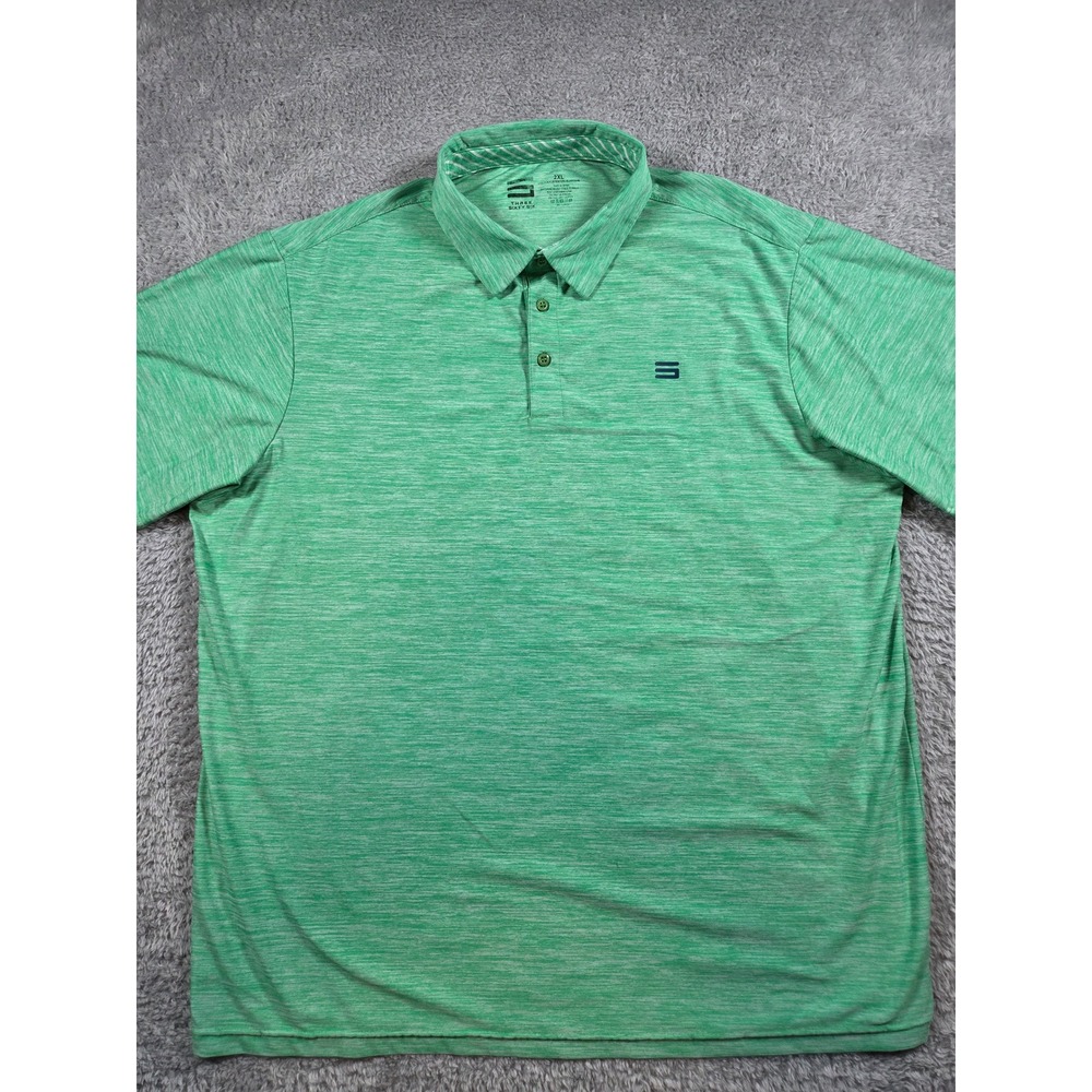 Three Sixty Six Polo Shirt 2XL Green Mens Space Dye Stretch Golf Top